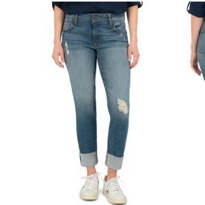 Kut From The Kloth Distressed Catherine Boyfriend Cuffed Crop Jean